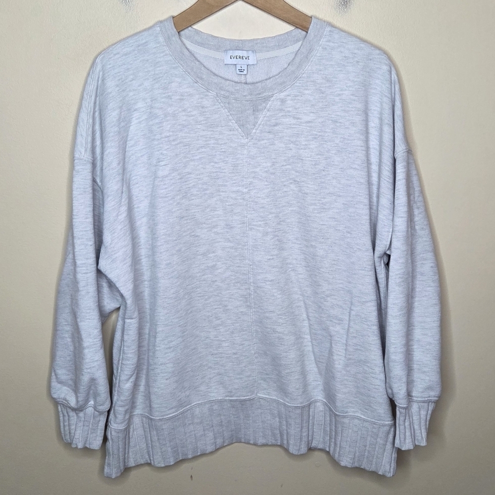 Evereve Heather Gray Crewneck Sweatshirt Size Large Casual Weekend Classic